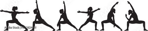 Sun Salutation B (Surya Namaskar B) Sequence Silhouettes