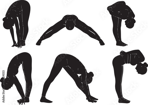 Standing Forward Fold Yoga Pose Variations Silhouettes