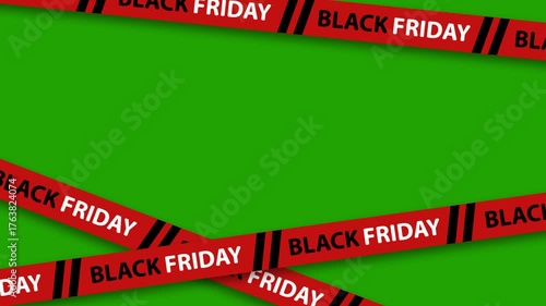 Animated Black Friday sales ribbon across. Ideal for promotional videos, discount ads, and online store marketing.