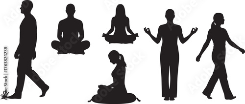 Mindfulness and Meditation Practice Silhouettes