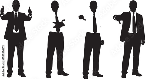 Business People Thumbs Up and Thumbs Down Silhouettes