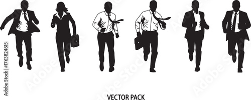 Running Business People Silhouettes for Competition Theme