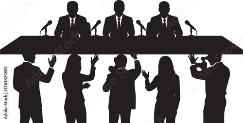 Press Conference and Media Interview Silhouettes