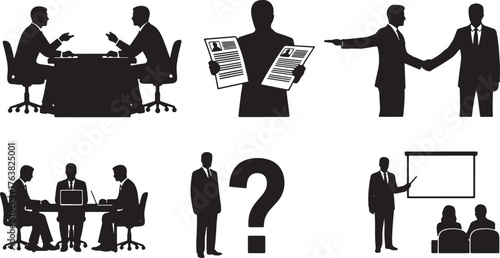 Human Resources and Job Interview Silhouette Scenes