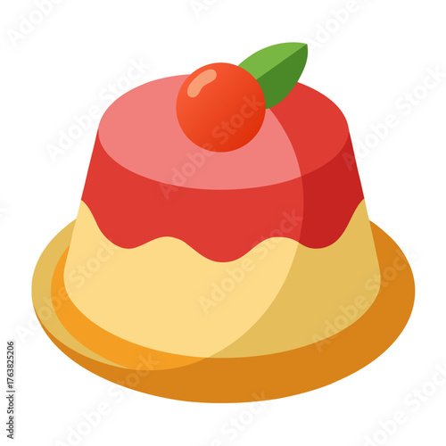 Vector of panna cotta on white background