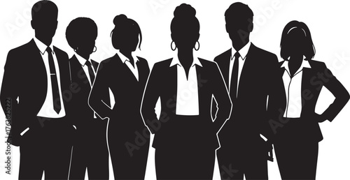 Diverse Business Team Line-up Silhouettes