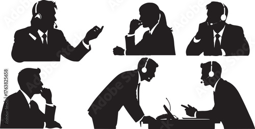 Business Conference Call and Remote Meeting Silhouettes