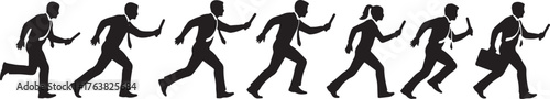 Business Relay Race and Teamwork Silhouettes