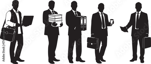 Silhouettes of Business People Carrying Work Items