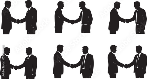Business Handshake Variations Silhouette Collection