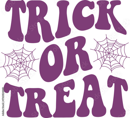 Trick or Treat Halloween typography clip art design on plain white transparent isolated background for card, shirt, hoodie, sweatshirt, apparel, card, tag, mug, icon, poster or badge