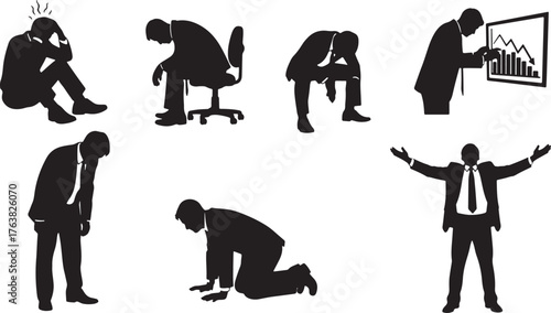 Business Failure and Stress Silhouette Poses