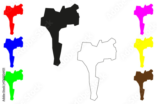 Bago city (Republic of the Union of Myanmar, Burma) map vector illustration, scribble sketch Pegu, Hanthawaddy map