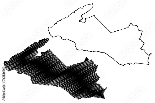 Alphen-Chaam municipality (Kingdom of the Netherlands, Holland, North Brabant or Noord-Brabant province) map vector illustration, scribble sketch Alphen Chaam map