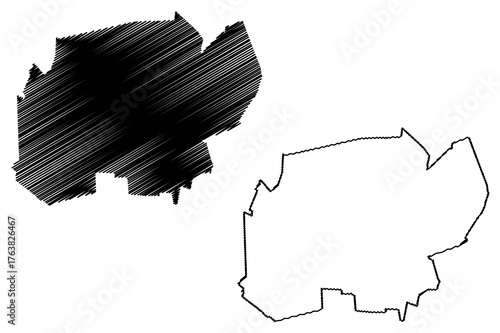 Alphen aan den Rijn city and municipality (Kingdom of the Netherlands, Holland, South Holland or Zuid-Holland province) map vector illustration, scribble sketch map