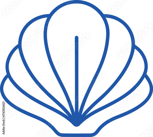  blue vector line drawing of a sea shell illustration