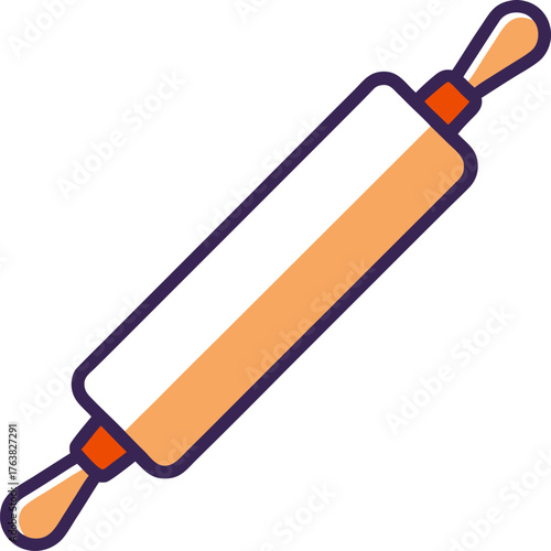 Stylish Rolling Pin Outline Color Vector