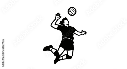 Volleyball Player Spiking Silhouette