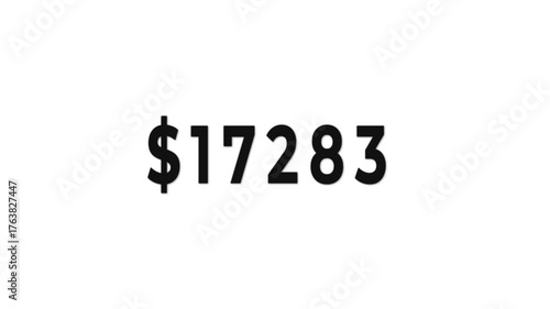 Black Number Counter on White Background | 4K Financial Earnings Pop Up | One Shot Motion