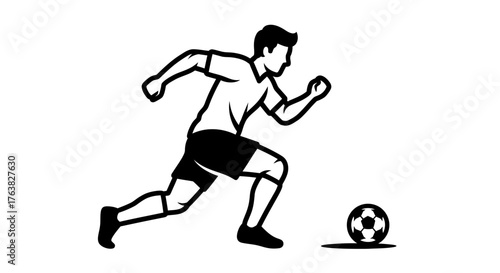 Soccer Player Running with Ball Silhouette