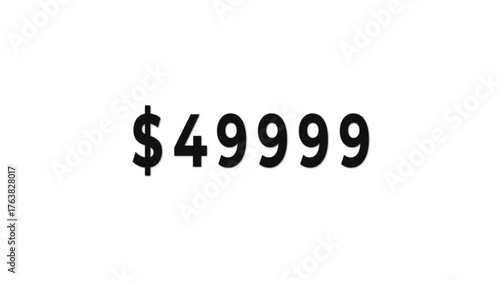 Black Number Counter on White Background | 4K Financial Earnings Pop Up | One Shot Motion