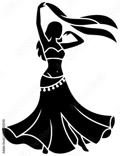 dance illustration dancer silhouette belly logo young icon woman outline beautiful female costume arabic arabian traditional training girl performance shape motion vector graphic background