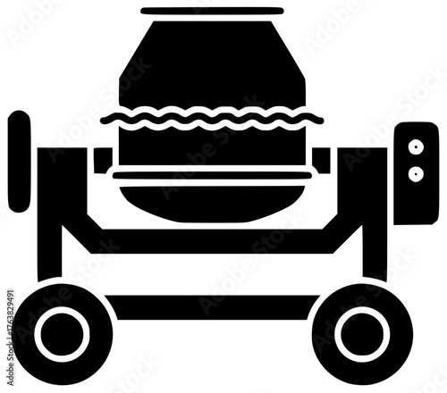 black concrete mixer on wheels clip art preview