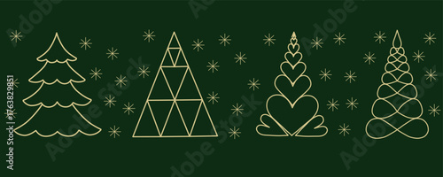 Vector set of fir trees on dark green background for christmas Day eps 2