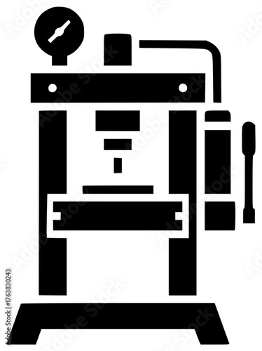 hydraulic illustration tool silhouette machine logo press icon manufacturing outline industrial industry factory work metal technology production workshop mechanical shape professional vector graphic 