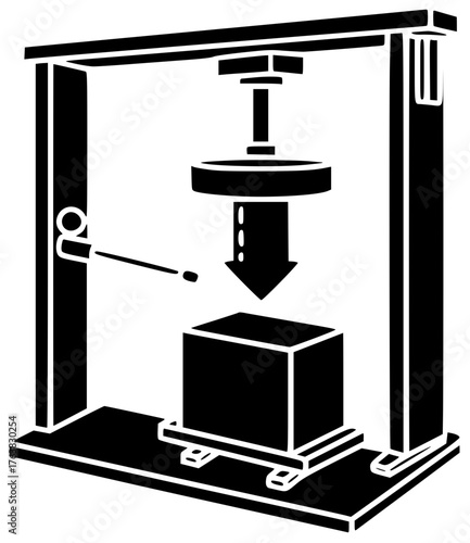 hydraulic illustration tool silhouette machine logo press icon manufacturing outline industrial industry factory work metal technology production workshop mechanical shape professional vector graphic 