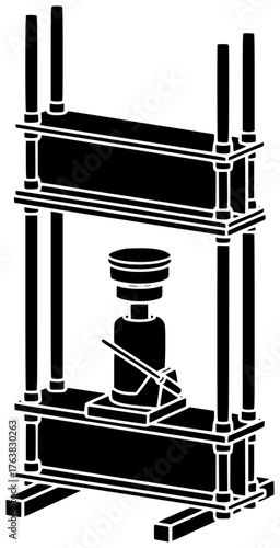 hydraulic illustration tool silhouette machine logo press icon manufacturing outline industrial industry factory work metal technology production workshop mechanical shape professional vector graphic 