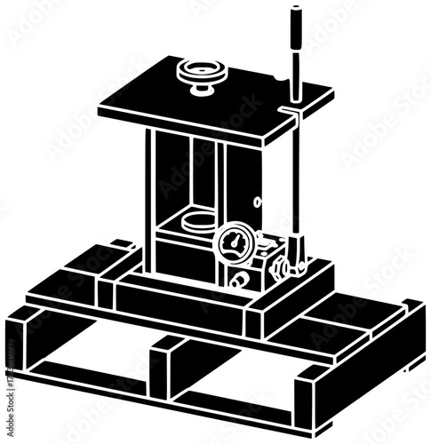 hydraulic illustration tool silhouette machine logo press icon manufacturing outline industrial industry factory work metal technology production workshop mechanical shape professional vector graphic 