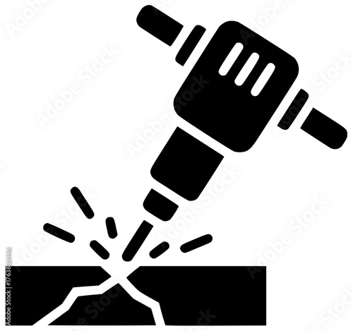 jackhammer illustration construction silhouette tool logo equipment icon worker outline industrial demolition drill work industry repair machine concrete man shape for vector graphic background