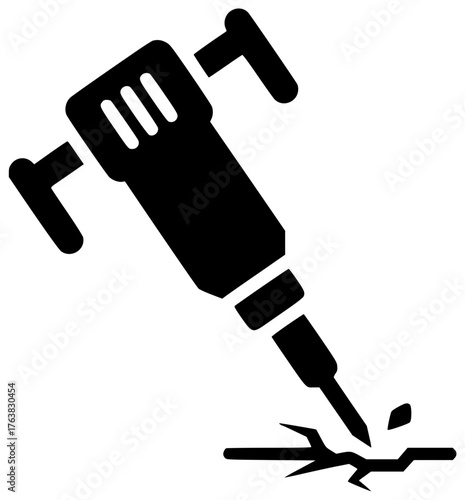 jackhammer illustration construction silhouette tool logo equipment icon worker outline industrial demolition drill work industry repair machine concrete man shape for vector graphic background