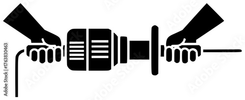 jackhammer illustration construction silhouette tool logo equipment icon worker outline industrial demolition drill work industry repair machine concrete man shape for vector graphic background