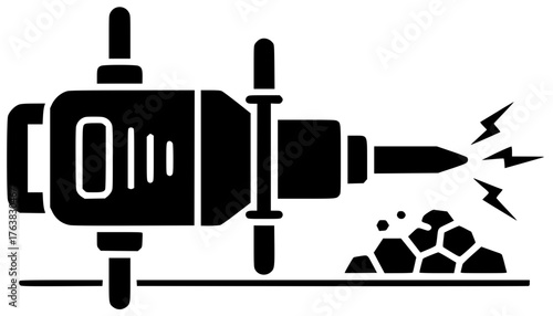 jackhammer illustration construction silhouette tool logo equipment icon worker outline industrial demolition drill work industry repair machine concrete man shape for vector graphic background