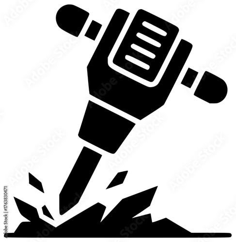 jackhammer illustration construction silhouette tool logo equipment icon worker outline industrial demolition drill work industry repair machine concrete man shape for vector graphic background