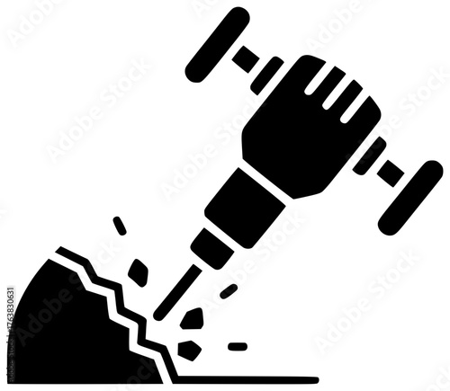 jackhammer illustration construction silhouette tool logo equipment icon worker outline industrial demolition drill work industry repair machine concrete man shape for vector graphic background