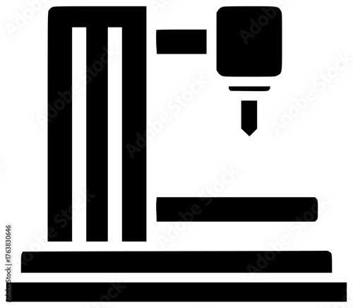 machine illustration industry silhouette factory logo technology icon engineering outline equipment manufacturing milling tool work cnc workshop machinery steel shape stainless vector graphic backgrou