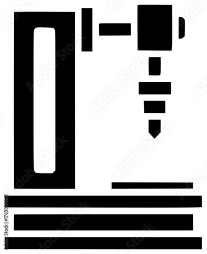 machine illustration industry silhouette factory logo technology icon engineering outline equipment manufacturing milling tool work cnc workshop machinery steel shape stainless vector graphic backgrou