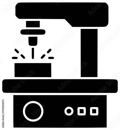 machine illustration industry silhouette factory logo technology icon engineering outline equipment manufacturing milling tool work cnc workshop machinery steel shape stainless vector graphic backgrou