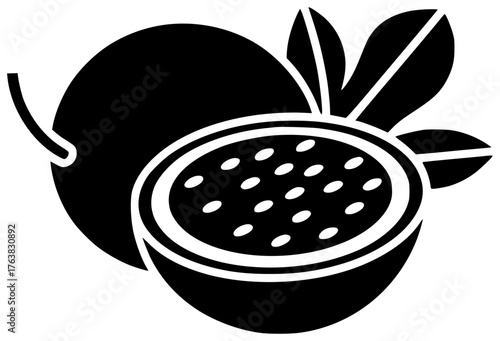 fruit illustration food silhouette passion logo fresh icon juicy outline tropical passiflora sweet passionfruit ripe natural organic exotic juice shape for vector graphic background