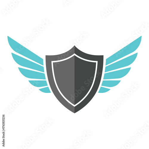 Shield with wings vector illustration a symbol of protection and security isolated on white background