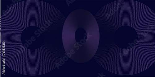 Dark abstract futuristic background with glowing neon circle lines. Trendy shiny round vector. Neon glowing techno lines. Suit for cover, poster, banner, brochure, website, presentation.