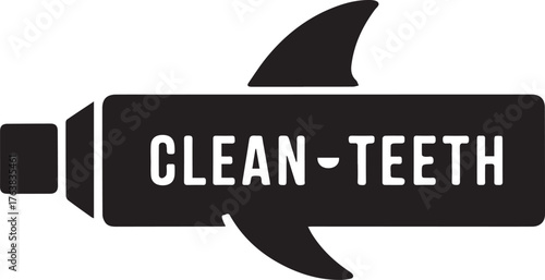 Toothpaste Shark Fin Minimalist Teeth Clean Graphic Hygiene Dental Health Icon Silhouette