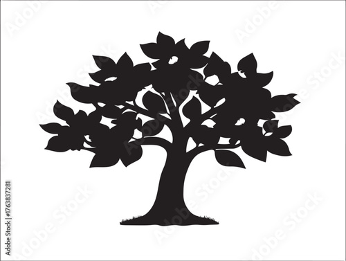 Beautiful ash tree design in creative minimal 2D vector artwork