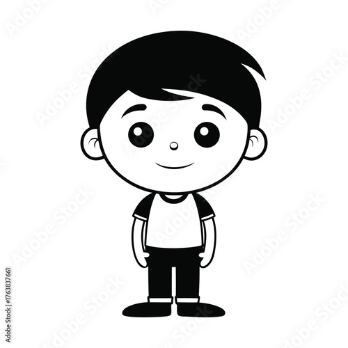 Wallpaper Mural Simple black and white cartoon illustration with bold lines and a playful clean aesthetic Torontodigital.ca