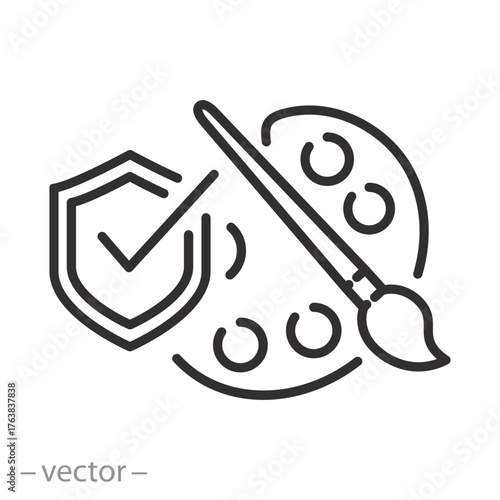 color protection icon, concept of durable paint, thin line symbol on white background - editable stroke vector illustration