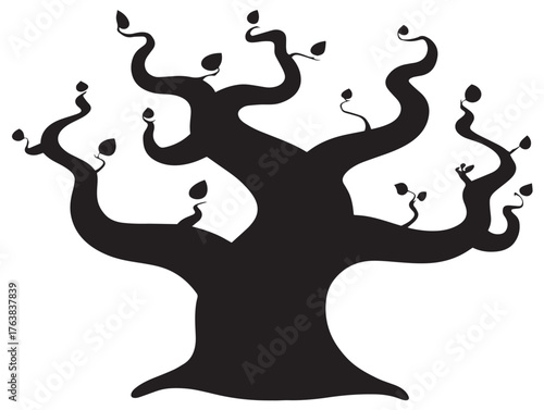 Modern aspen tree trunk form in beautiful 2D vector illustration