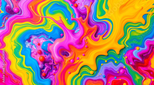 Neon Color Paint Explosion Forming a Creative Abstract Background